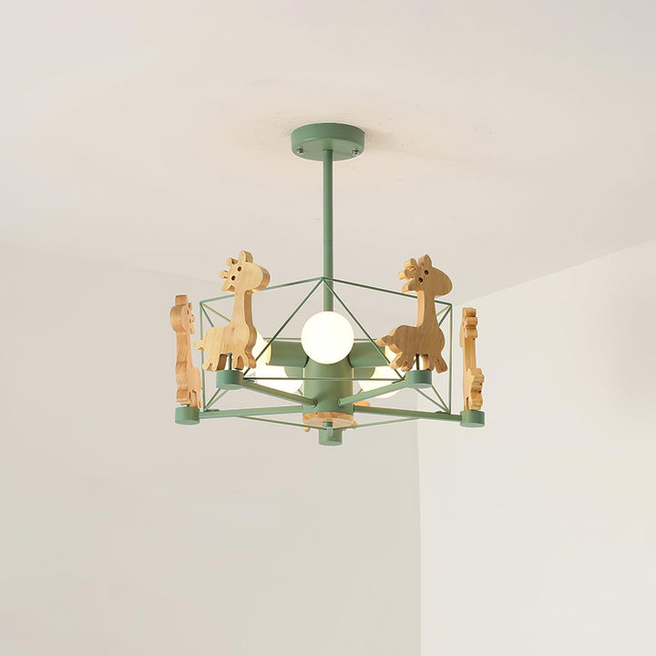 Lovely Deer Wooden Chandelier - Vakkerlight