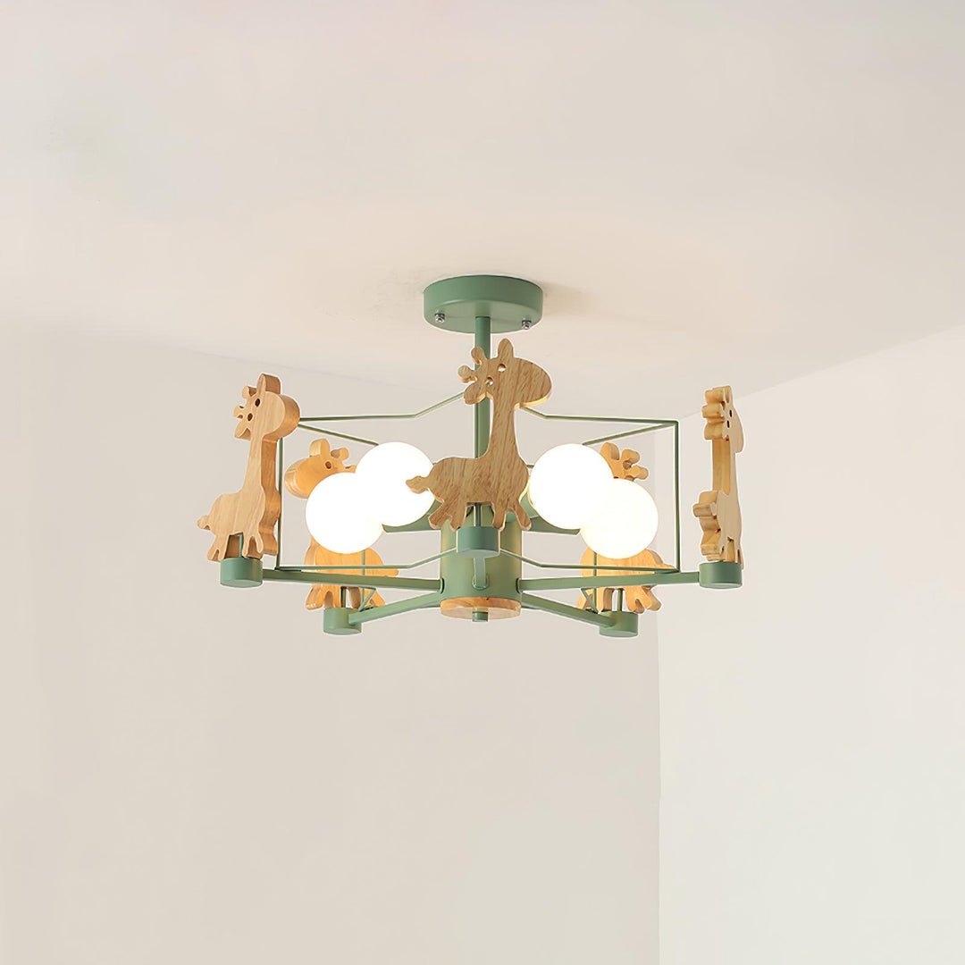 Lovely Deer Wooden Chandelier - Vakkerlight