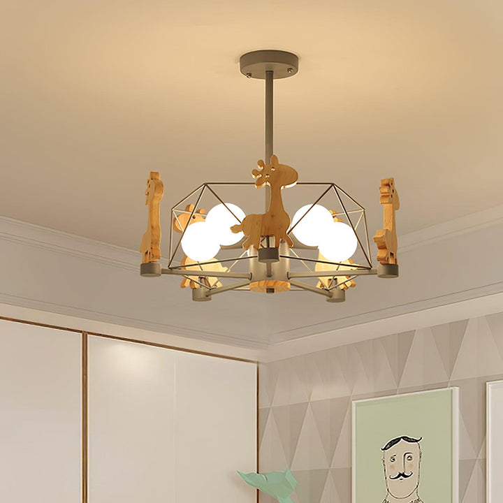 Lovely Deer Wooden Chandelier - Vakkerlight