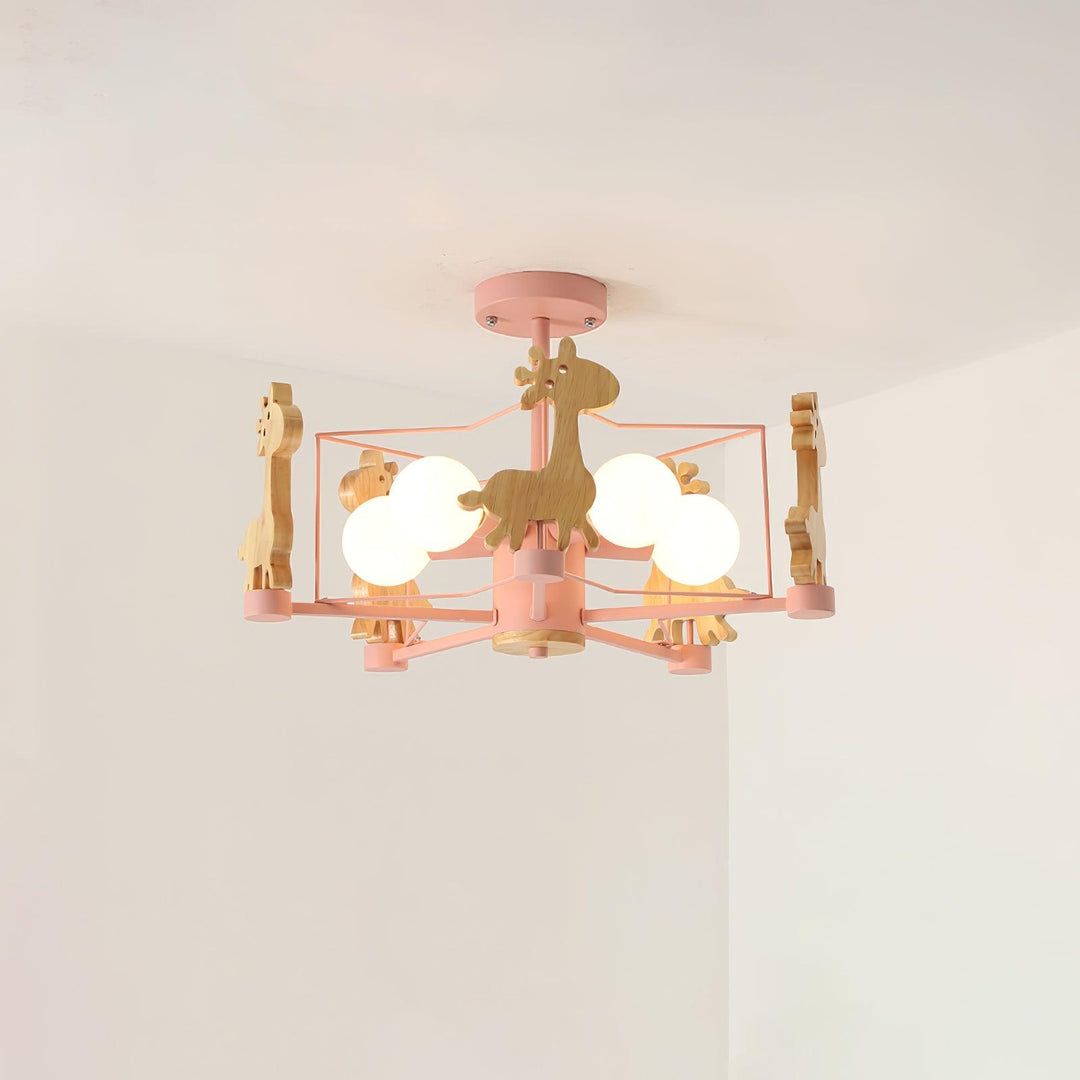 Lovely Deer Wooden Chandelier - Vakkerlight