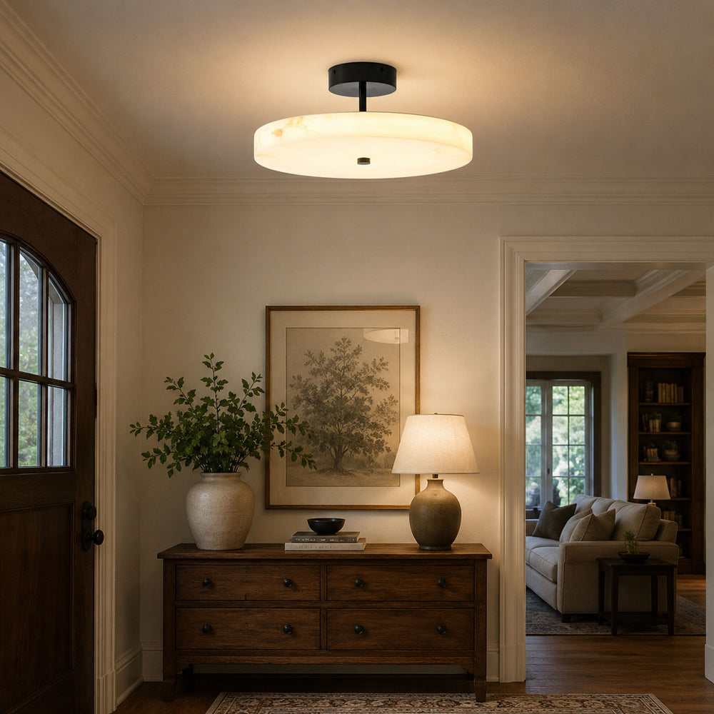 Luma Linen Drum Ceiling Light - Vakkerlight