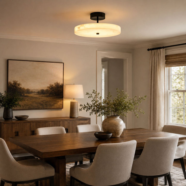 Luma Linen Drum Ceiling Light - Vakkerlight