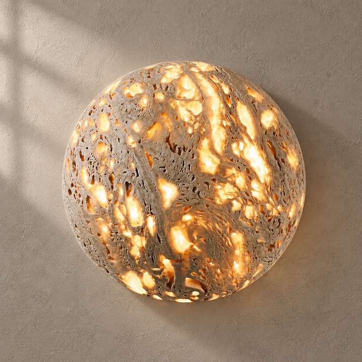 Luma Vein Stone Sphere Wall Light