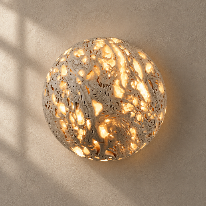 Luma Vein Stone Sphere Wall Light