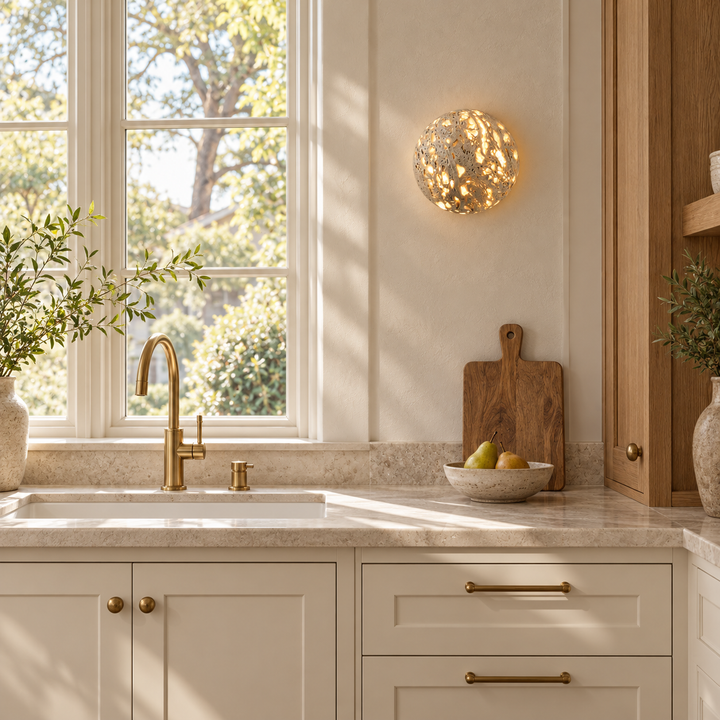 Luma Vein Stone Sphere Wall Light