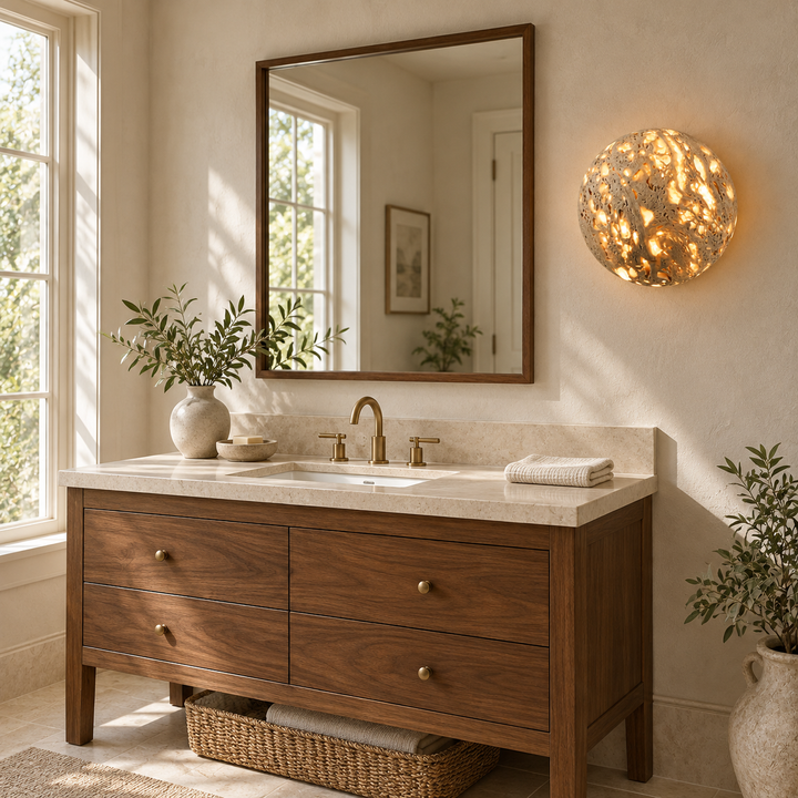 Luma Vein Stone Sphere Wall Light