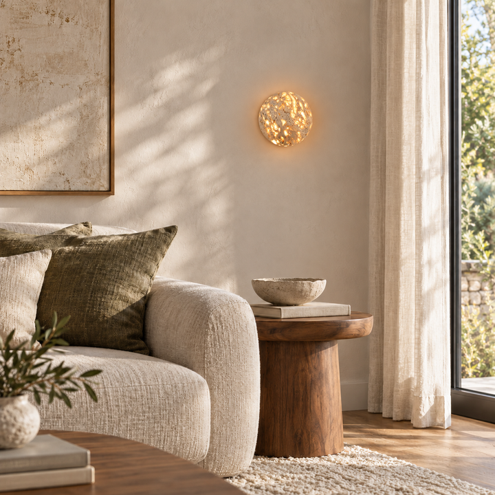 Luma Vein Stone Sphere Wall Light