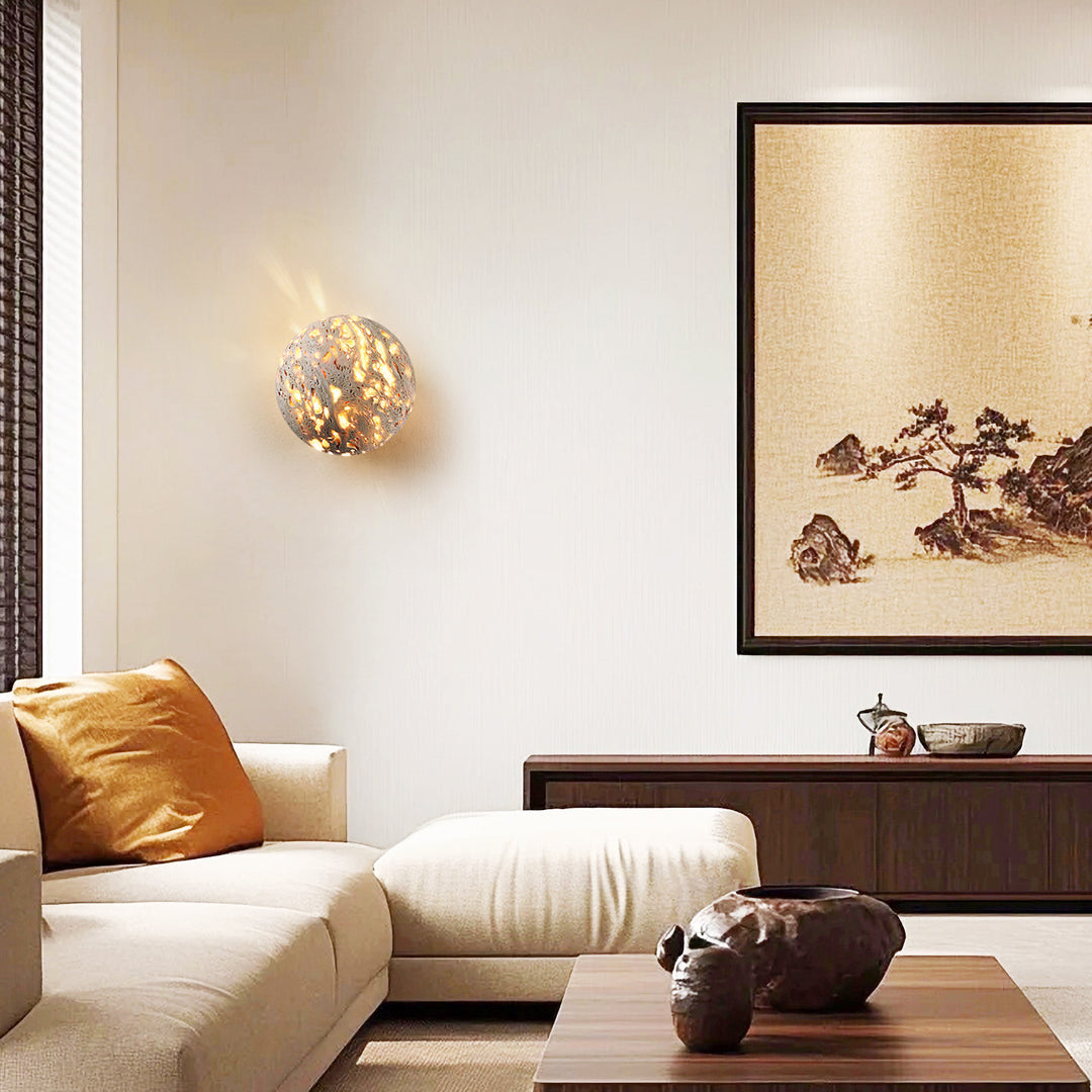 Luma Vein Stone Sphere Wall Light - Vakkerlight