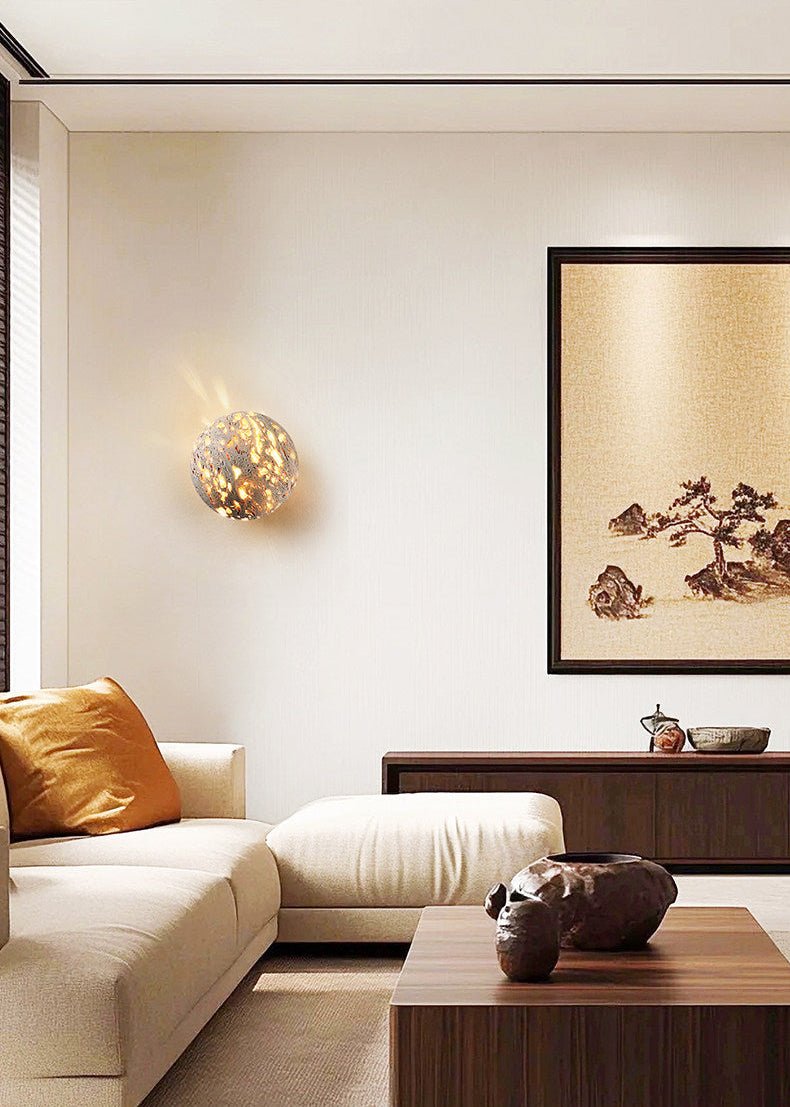 Luma Vein Stone Sphere Wall Light - Vakkerlight