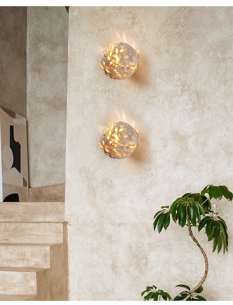 Luma Vein Stone Sphere Wall Light - Vakkerlight