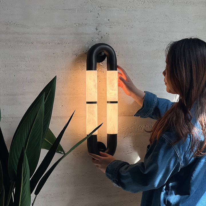 Luma Arc Twin Alabaster Sconce - Vakkerlight