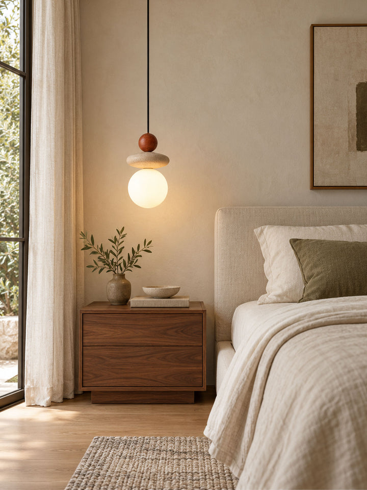 Lampadario Sospeso Lumi in Travertino