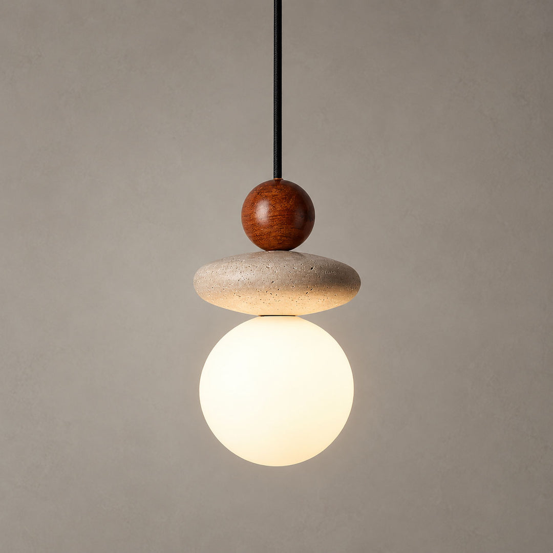 Lampadario Sospeso Lumi in Travertino