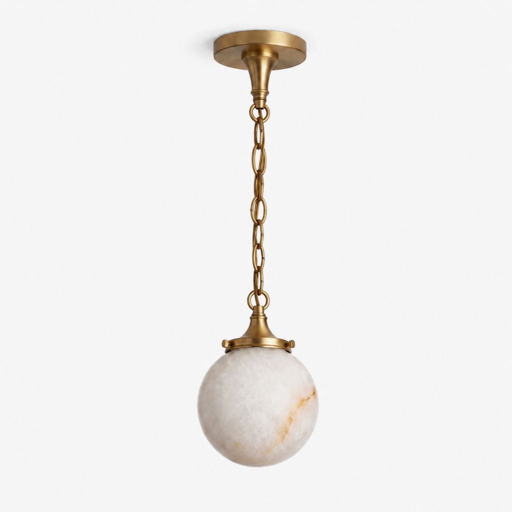 una Alabaster Globe Pendant Light