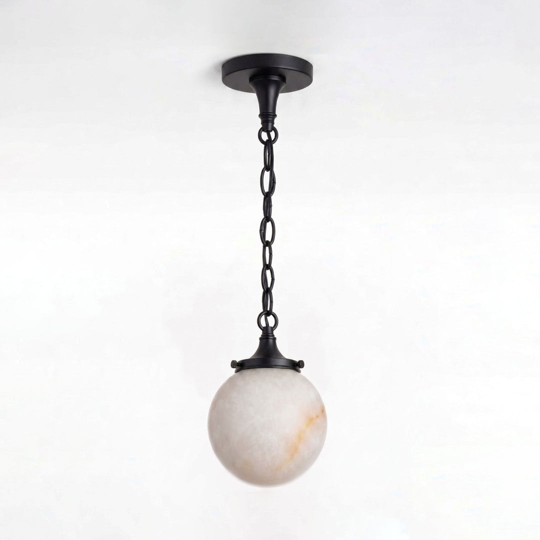 una Alabaster Globe Pendant Light