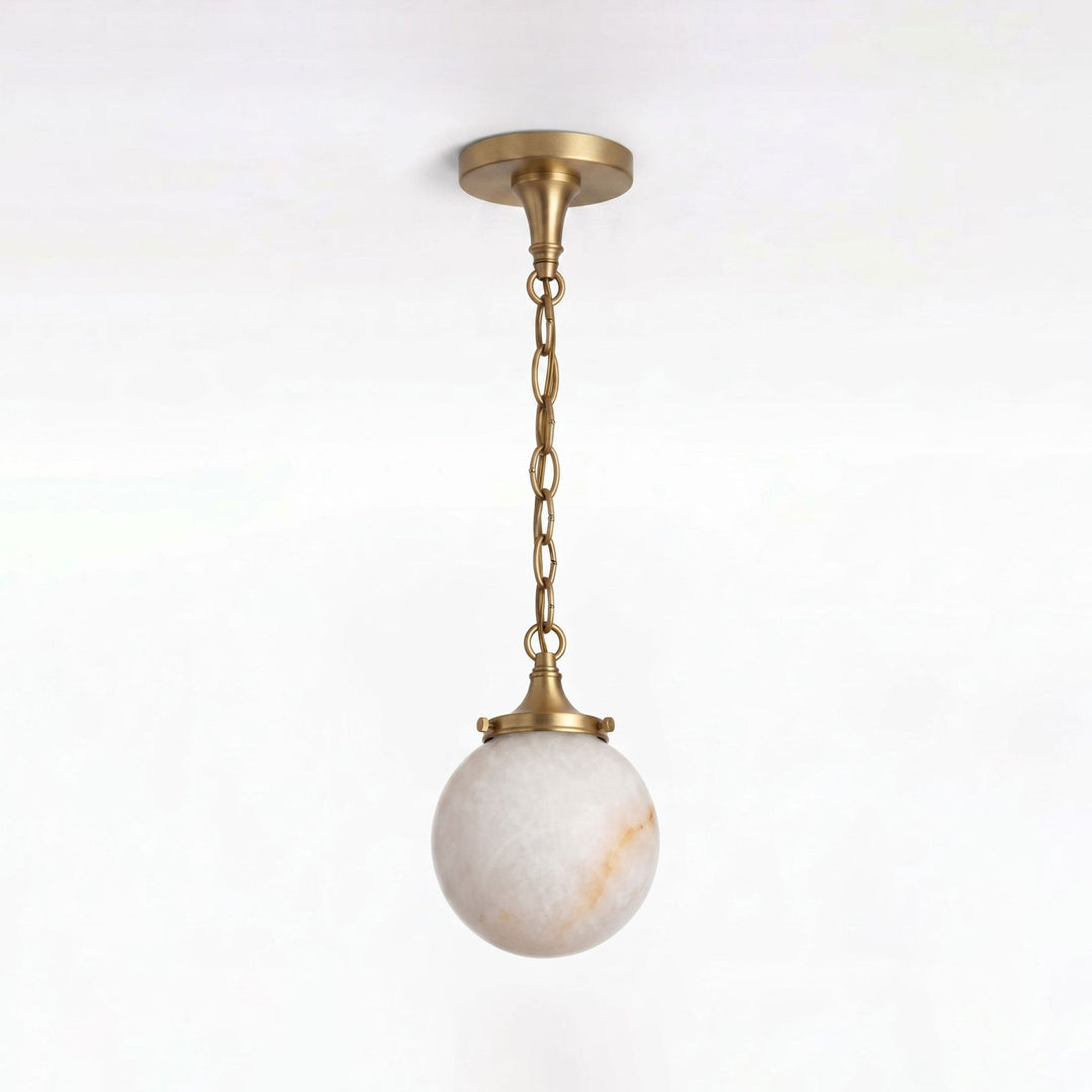 una Alabaster Globe Pendant Light