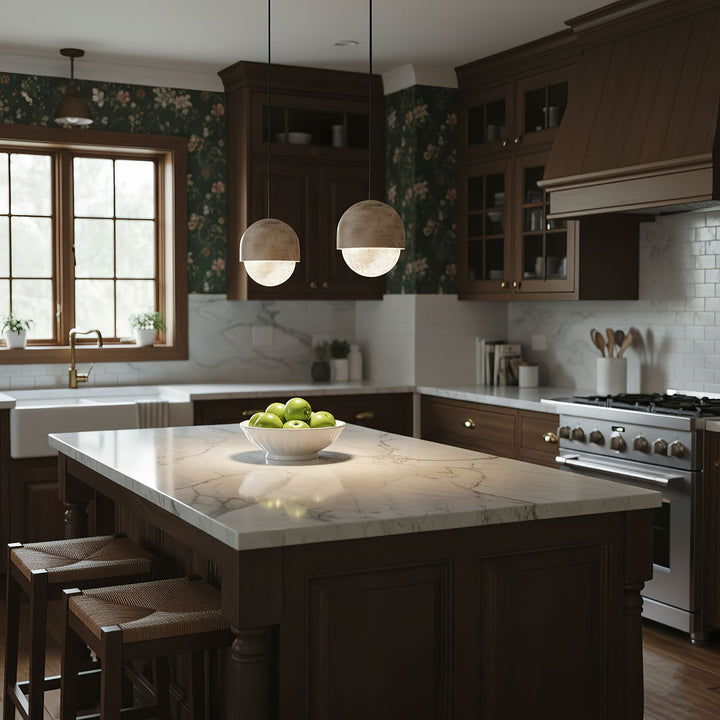 Lunar Dome Alabaster Pendant Light - Vakkerlight