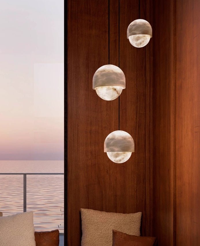 Lunar Dome Alabaster Pendant Light - Vakkerlight