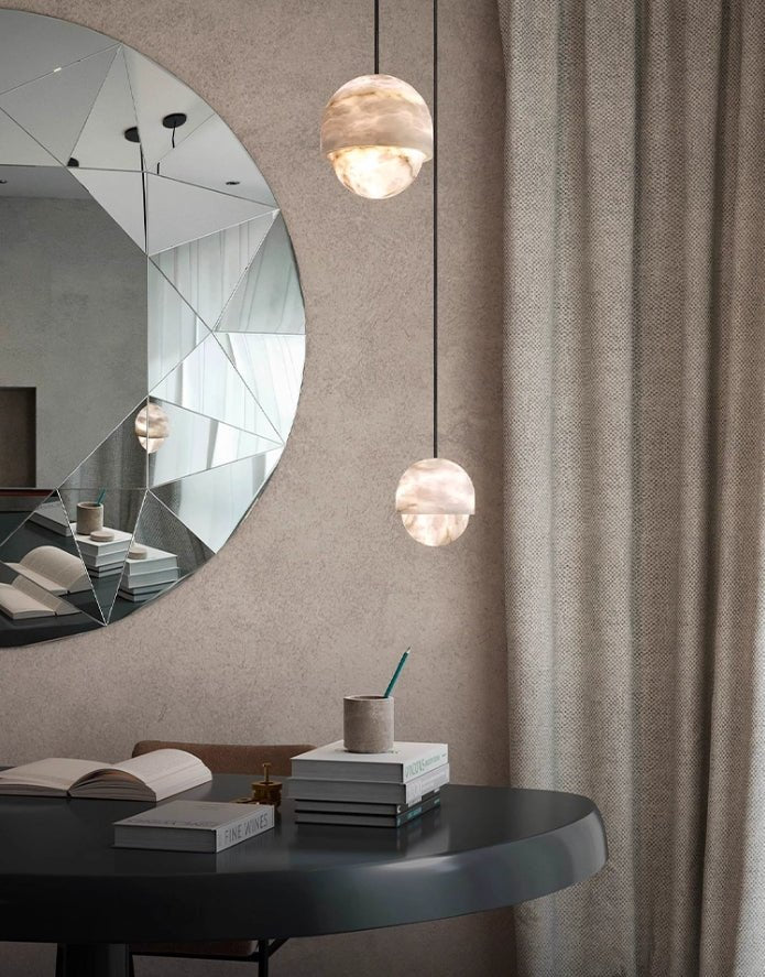 Lunar Dome Alabaster Pendant Light - Vakkerlight