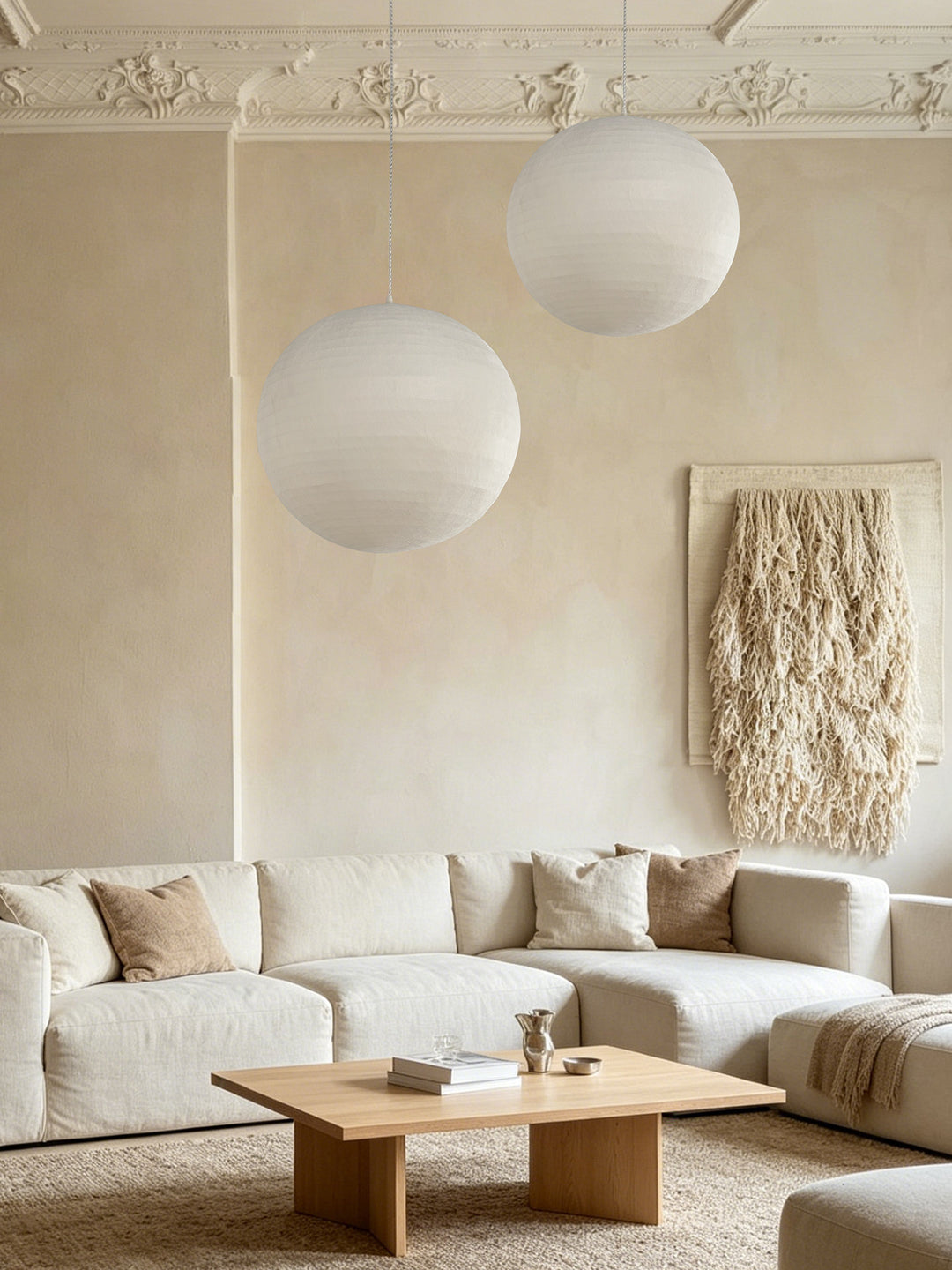 Lunara Mulberry Silk Globe Pendant Light - Vakkerlight