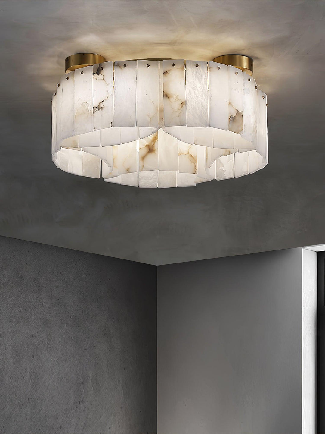 Luxe Alabaster Brass Ceiling Lamp - Vakkerlight