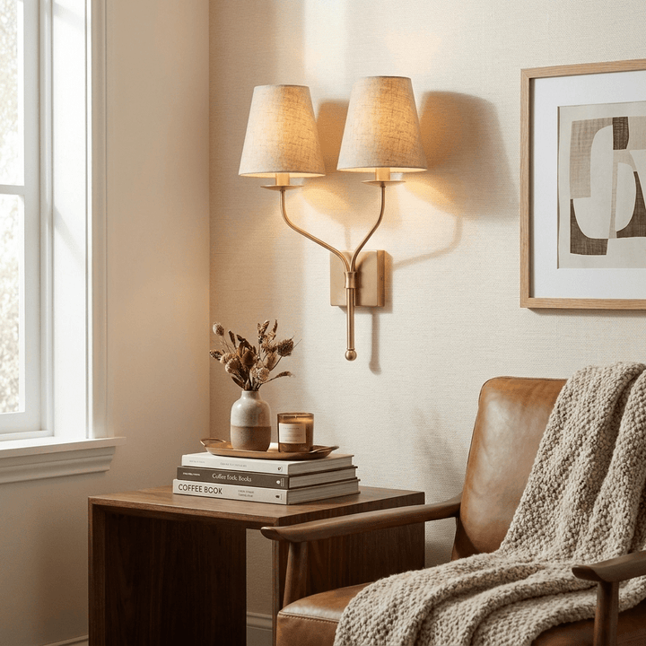 Lysenne Double Arm Fabric Wall Sconce - Vakkerlight