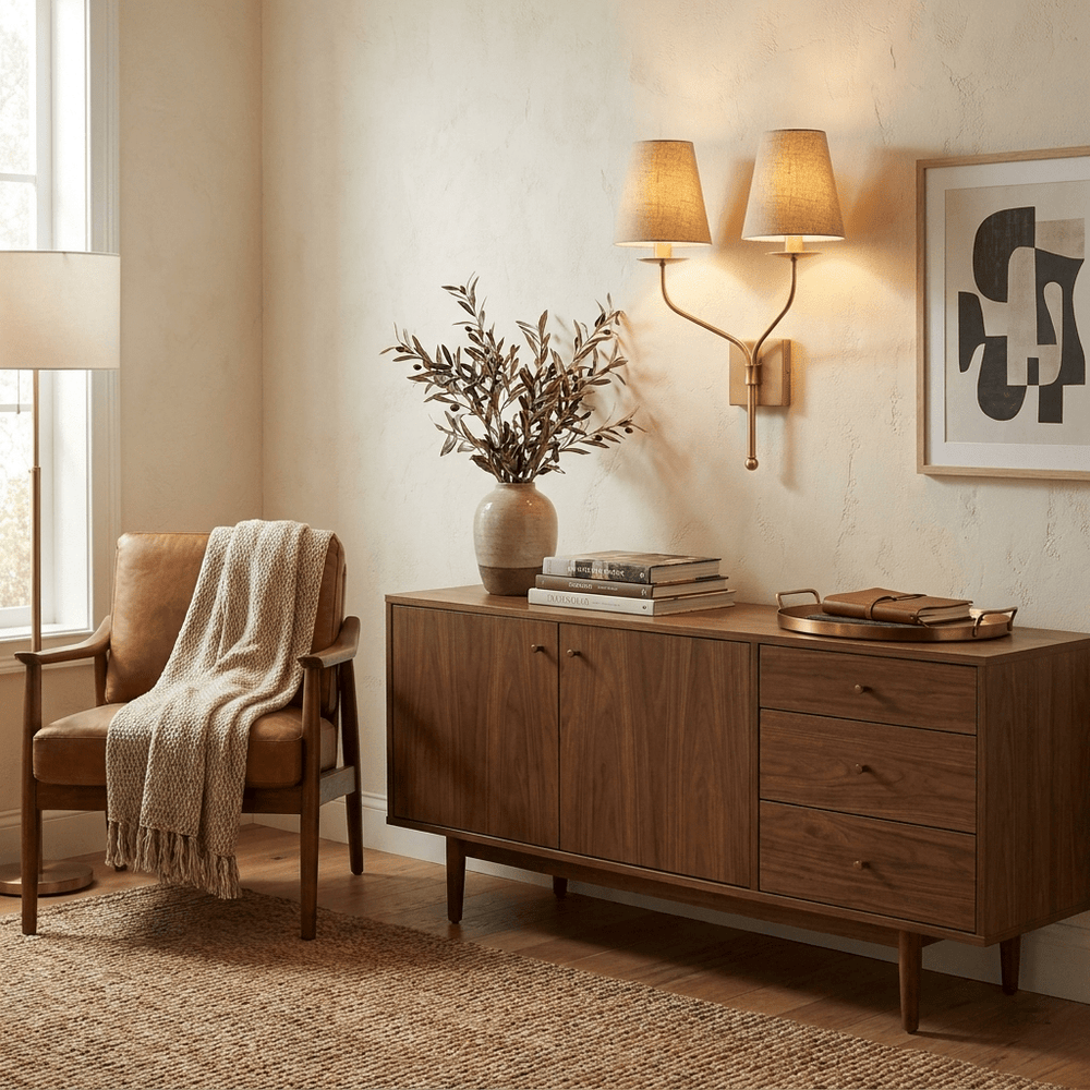 Lysenne Double Arm Fabric Wall Sconce - Vakkerlight
