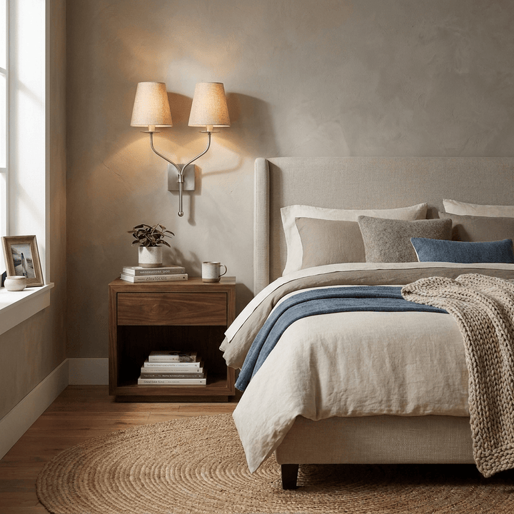 Lysenne Double Arm Fabric Wall Sconce - Vakkerlight