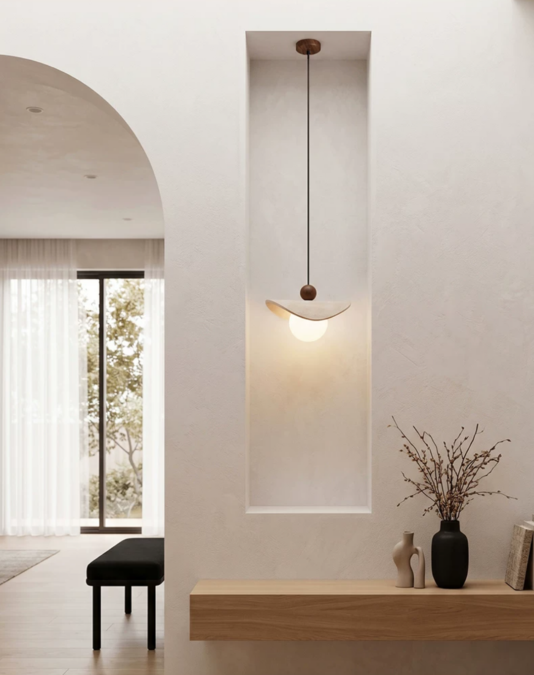 Manta Travertine Bead Pendant Lamp