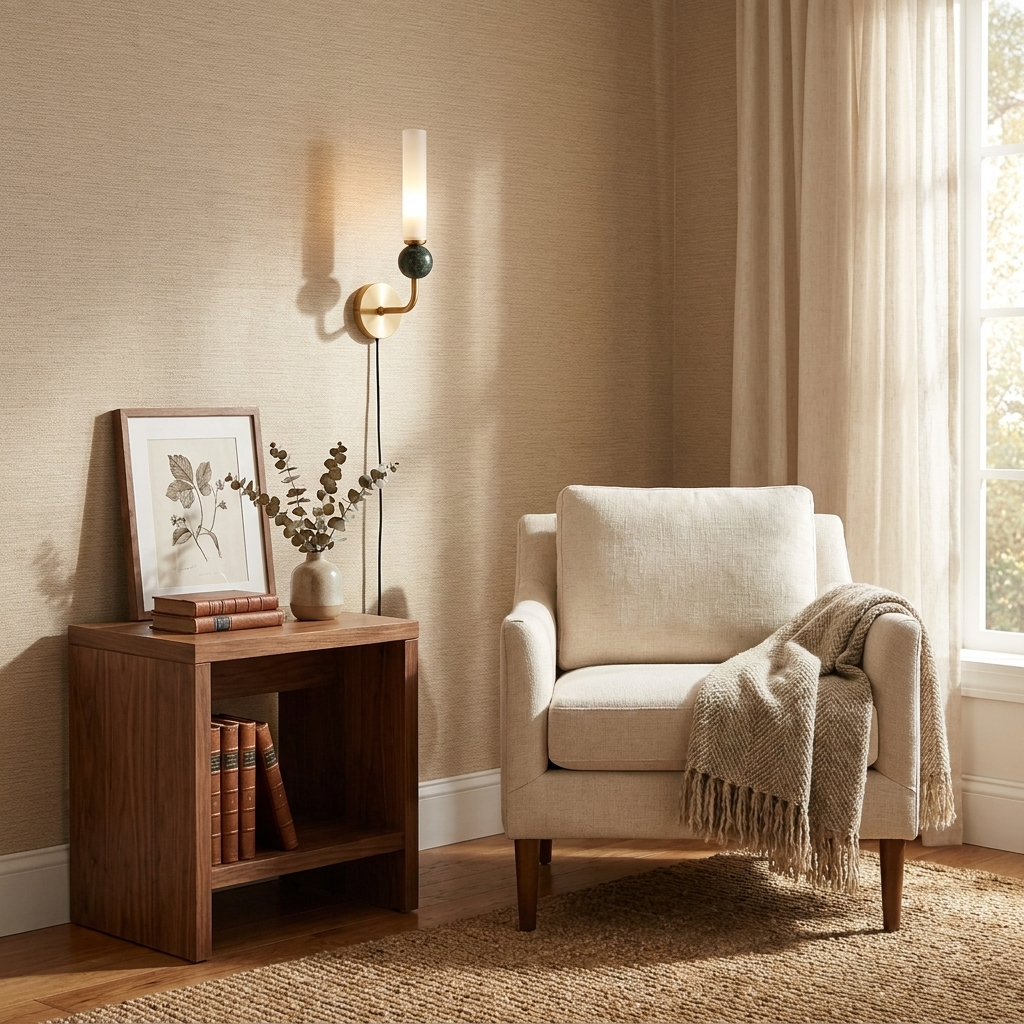 Marble Vertical Plug-in Wall Lamp