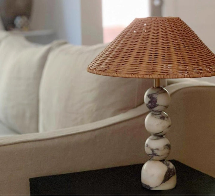 Marble Orb Rattan Table Lamp - Vakkerlight