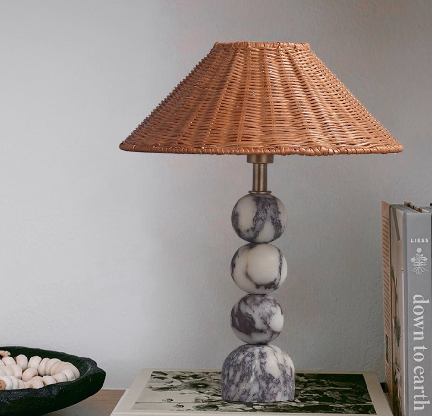Marble Orb Rattan Table Lamp - Vakkerlight