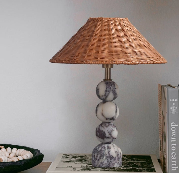 Marble Orb Rattan Table Lamp - Vakkerlight