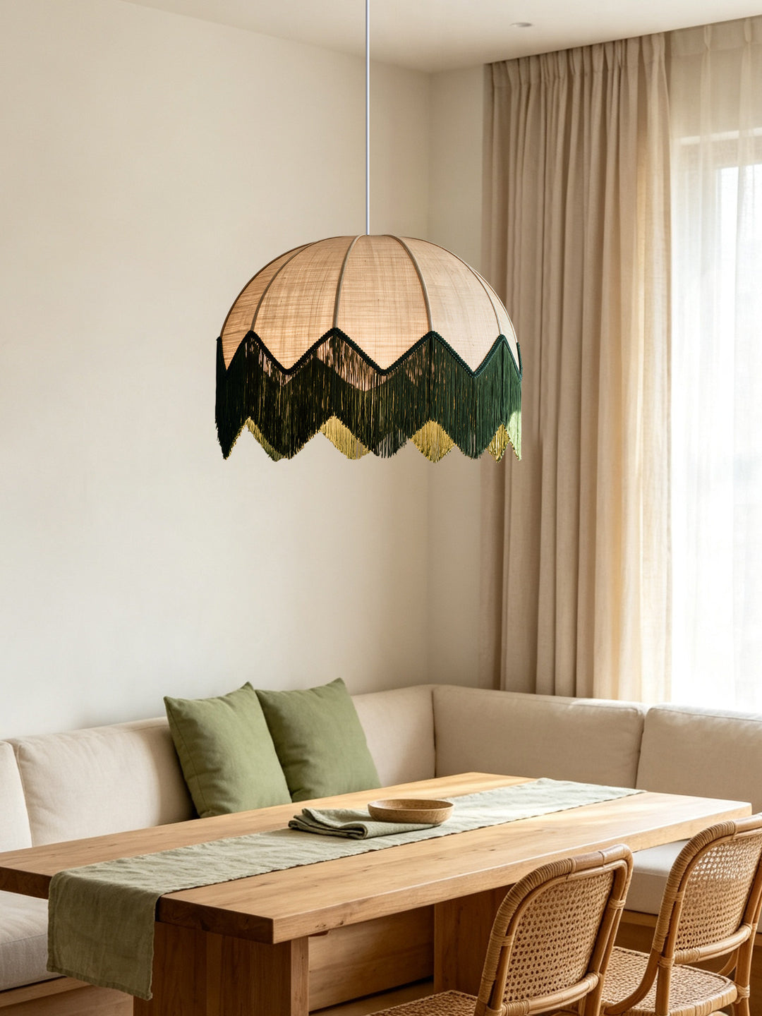 Marsh Raffia Fringe Pendant Lamp - Vakkerlight