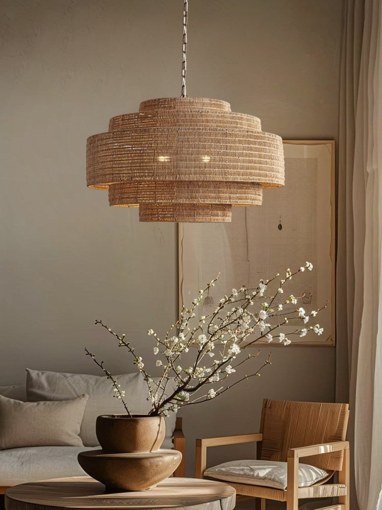 Meadow Tiered Rattan Chandelier