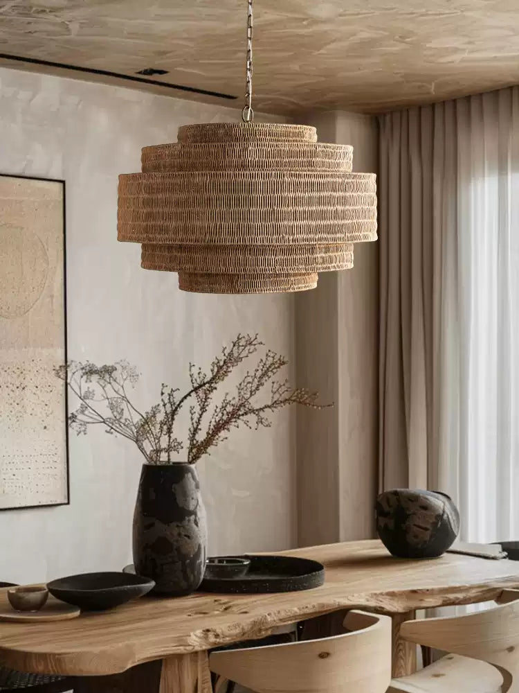 Meadow Tiered Rattan Chandelier