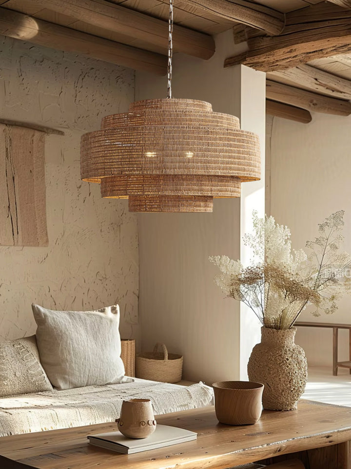 Meadow Tiered Rattan Chandelier