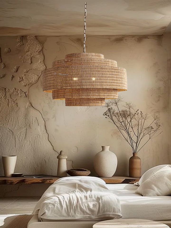 Meadow Tiered Rattan Chandelier