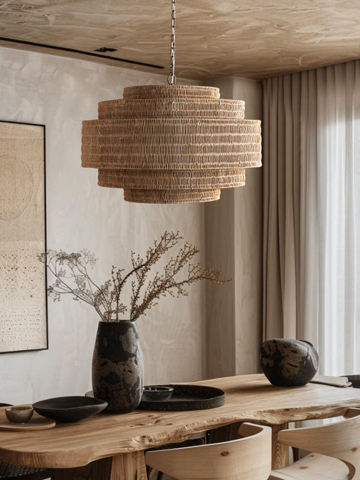 Meadow Tiered Rattan Chandelier