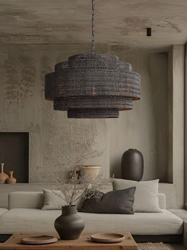 Meadow Tiered Rattan Chandelier
