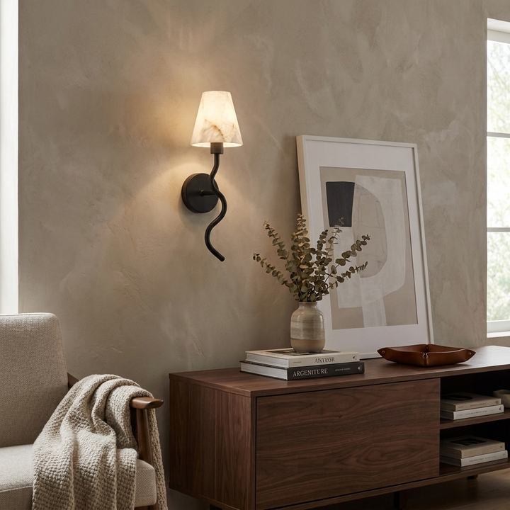 Meander Alabaster Cone Sconce