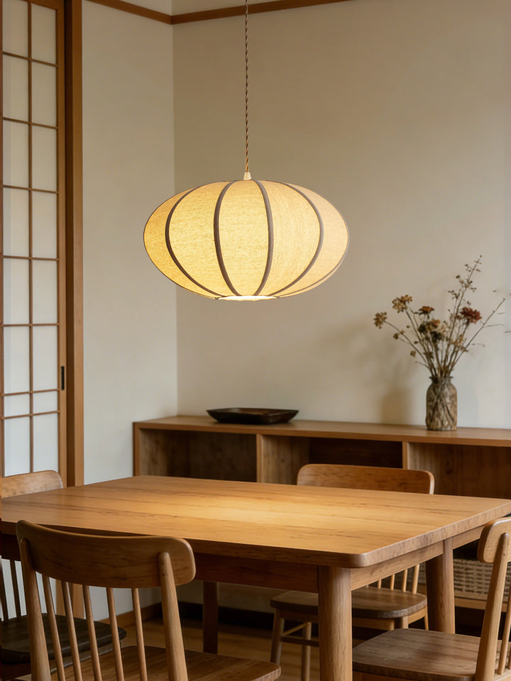 Melon Ribbed Fabric Pendant Lamp