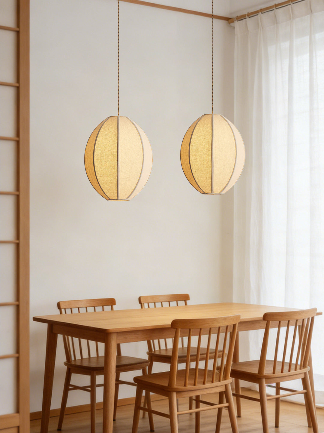 Melon Ribbed Fabric Pendant Lamp