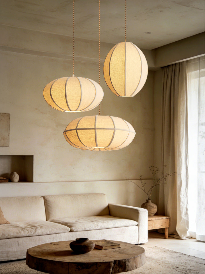 Melon Ribbed Fabric Pendant Lamp