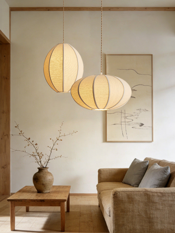 Melon Ribbed Fabric Pendant Lamp