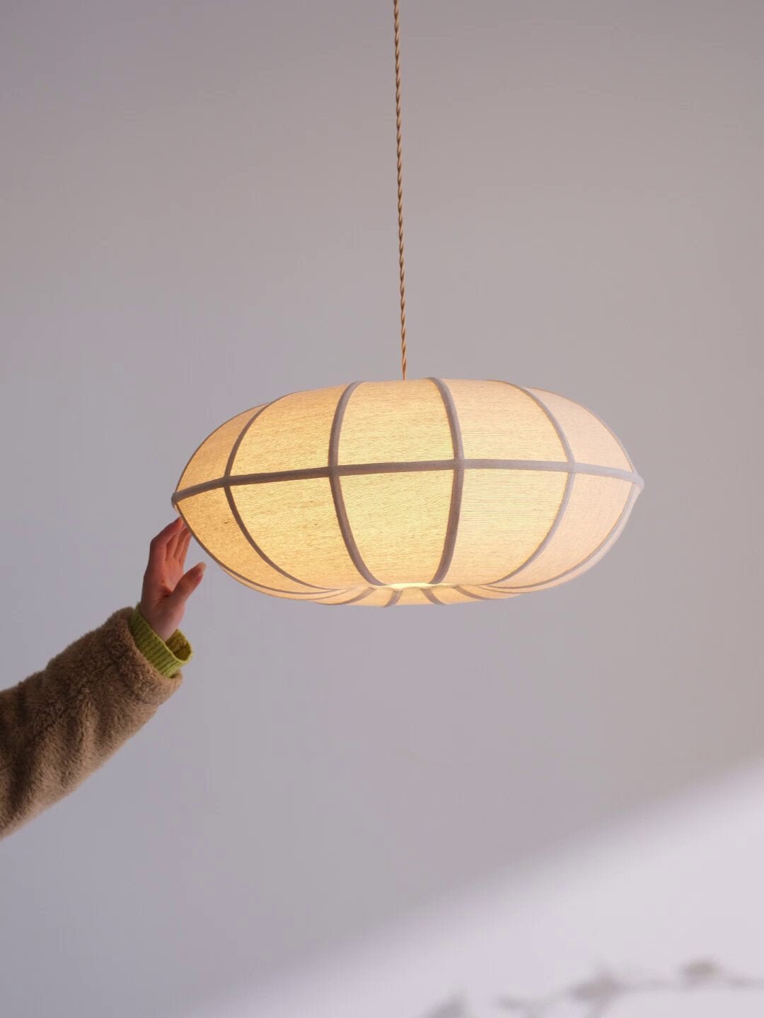 Melon Ribbed Fabric Pendant Lamp