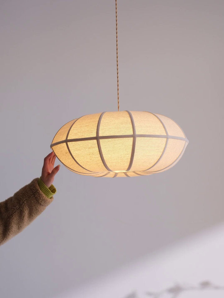 Melon Ribbed Fabric Pendant Lamp
