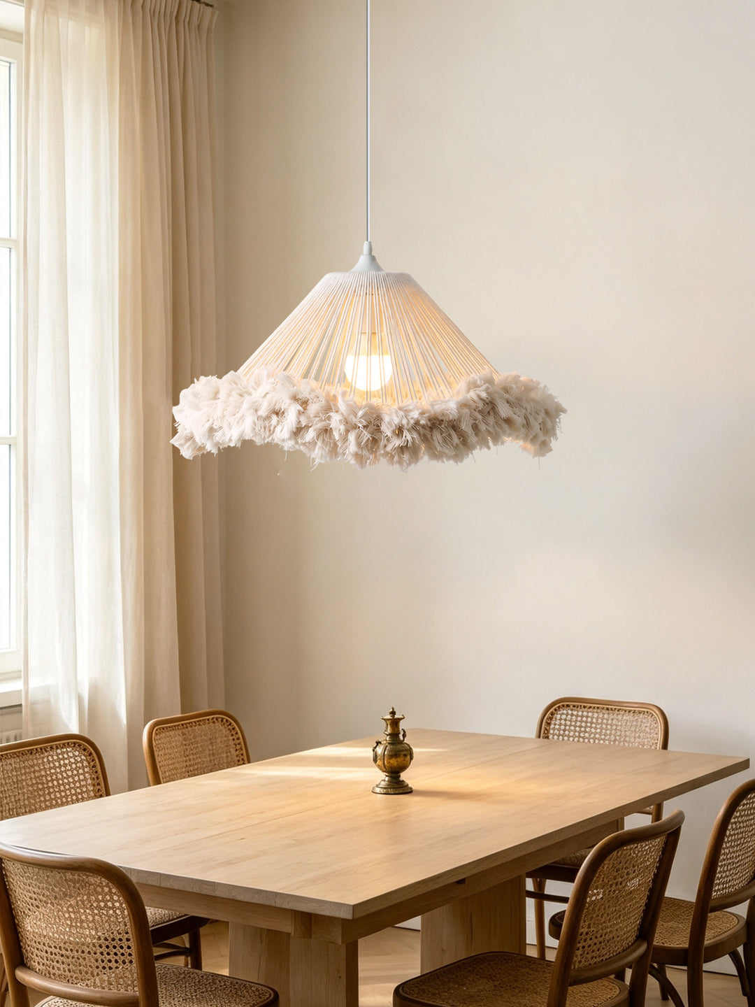 Meringue Fringed Cotton Cone Pendant Lamp