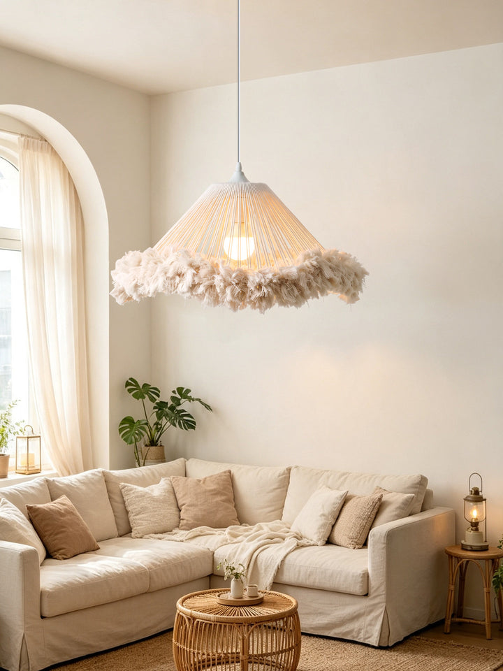 Meringue Fringed Cotton Cone Pendant Lamp