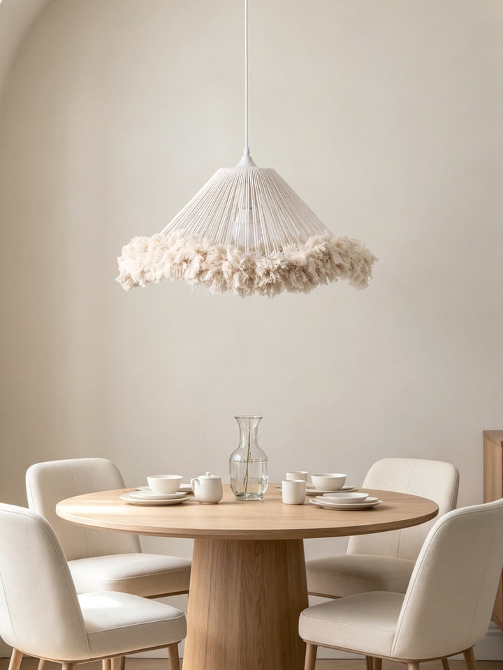 Meringue Fringed Cotton Cone Pendant Lamp